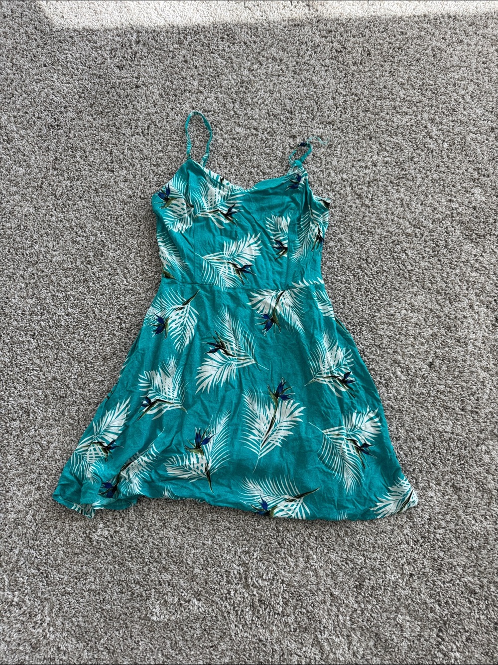 Teal Tropical Print Slip Dress size large